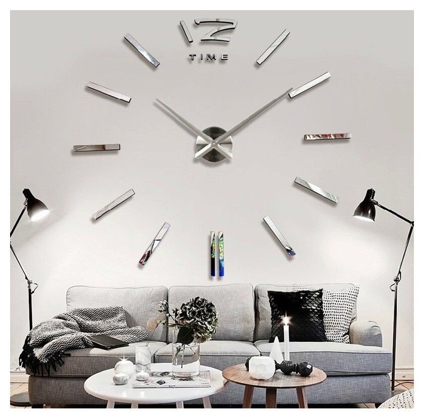 3D DIY Wall Clock - Silver