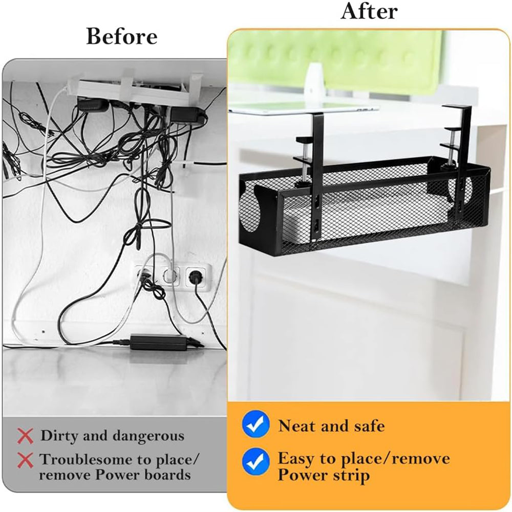 Under-Desk Cable Management Tray, No-Drill Under-Desk Cable Organiser