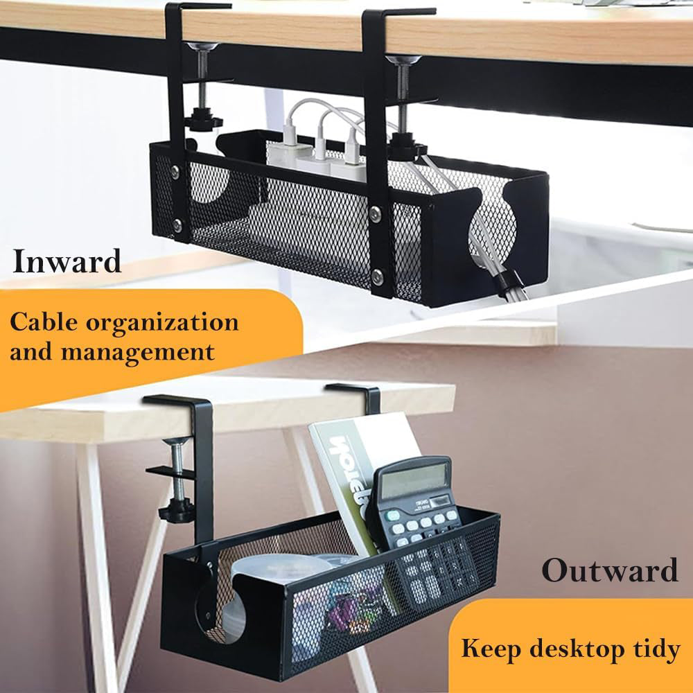 Under-Desk Cable Management Tray, No-Drill Under-Desk Cable Organiser